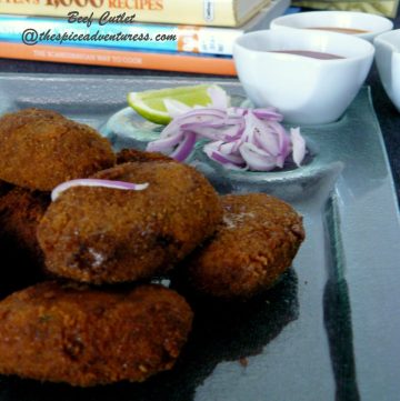 Indian style beef croquettes with onion salad