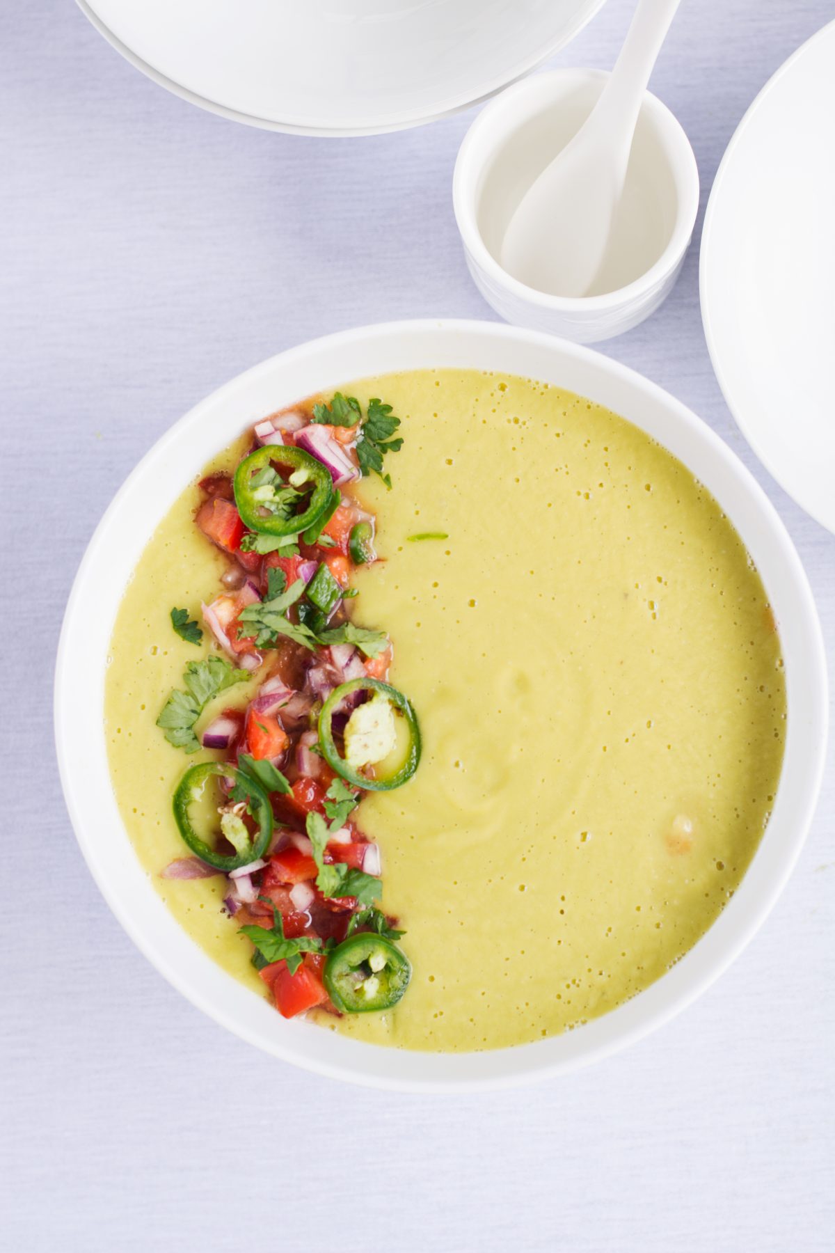 Avocado soup with Spicy Salsa - creamy, delicious and perfect for summer - thespiceadventuress.com