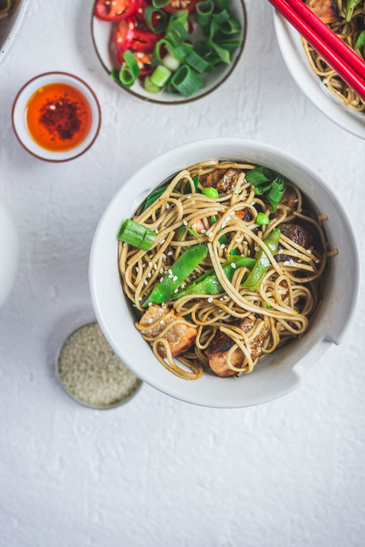 Soba Noodles with Salmon and Snow Peas - thespiceadventuress.com
