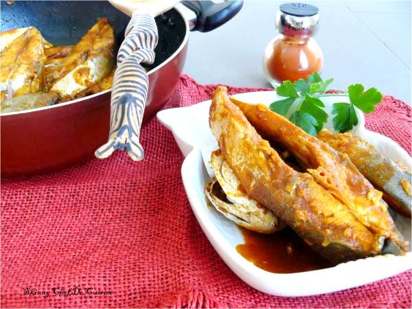 African style fish stew in white bowl
