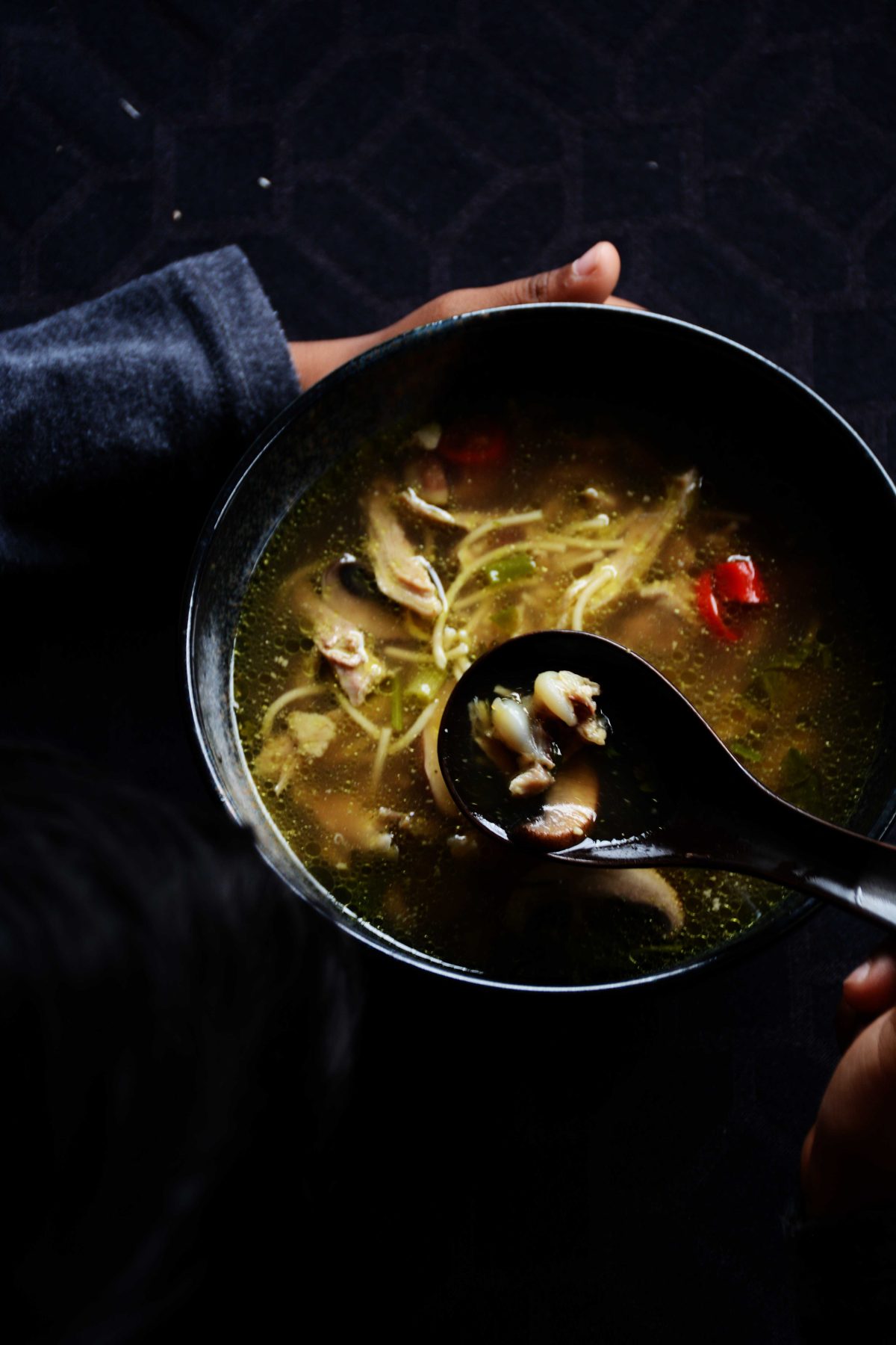 Chicken Noodle Soup with Brown Mushrooms - a bowl of comfort for a cold, wintry night - thespiceadventuress.com