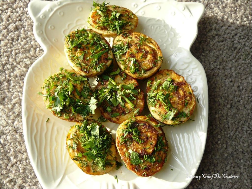 Boiled egg fry with herbs