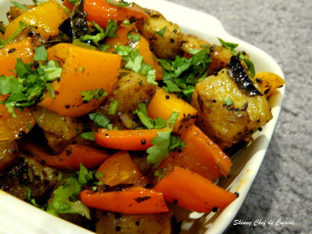 Potato and capsicum stir fry with spices