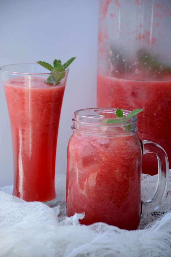 Watermelon juice in different glasses