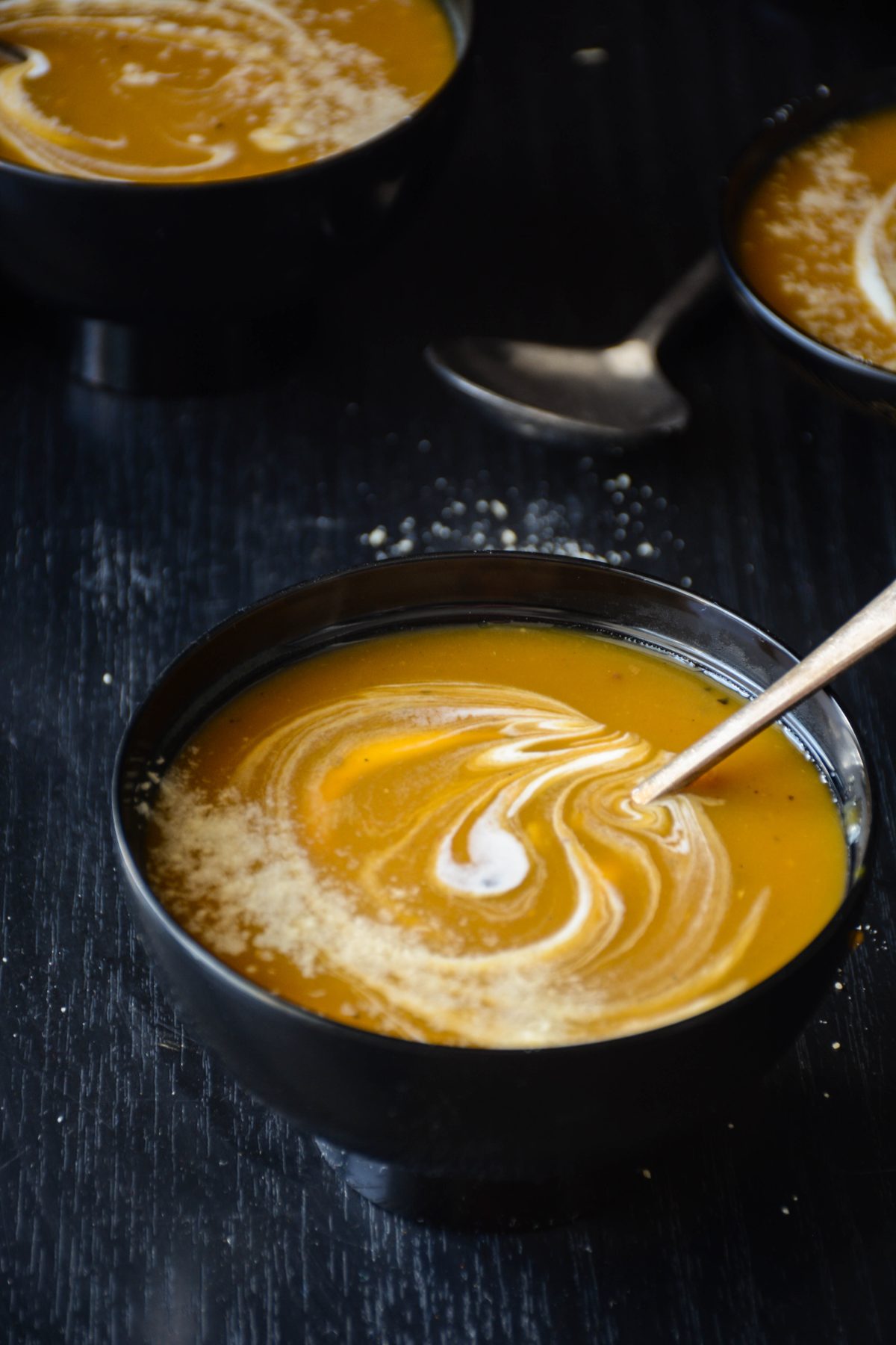 Butternut Squash Soup - a delicious and warming soup with a hint of spice and generously endowed with some cream and parmesan - thespiceadventuress.com