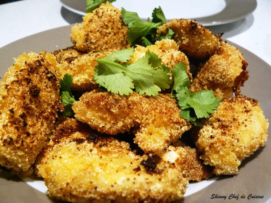 Fried chicken nuggets coated with semolina