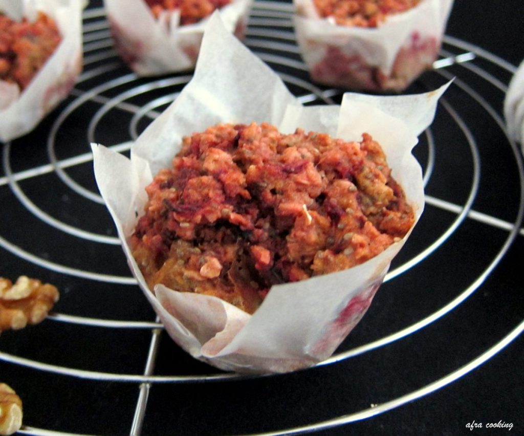 Close up of beetroot muffin