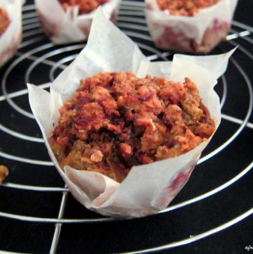 Close up of beetroot muffin