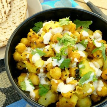 Potato and chickpea stir fry with spices