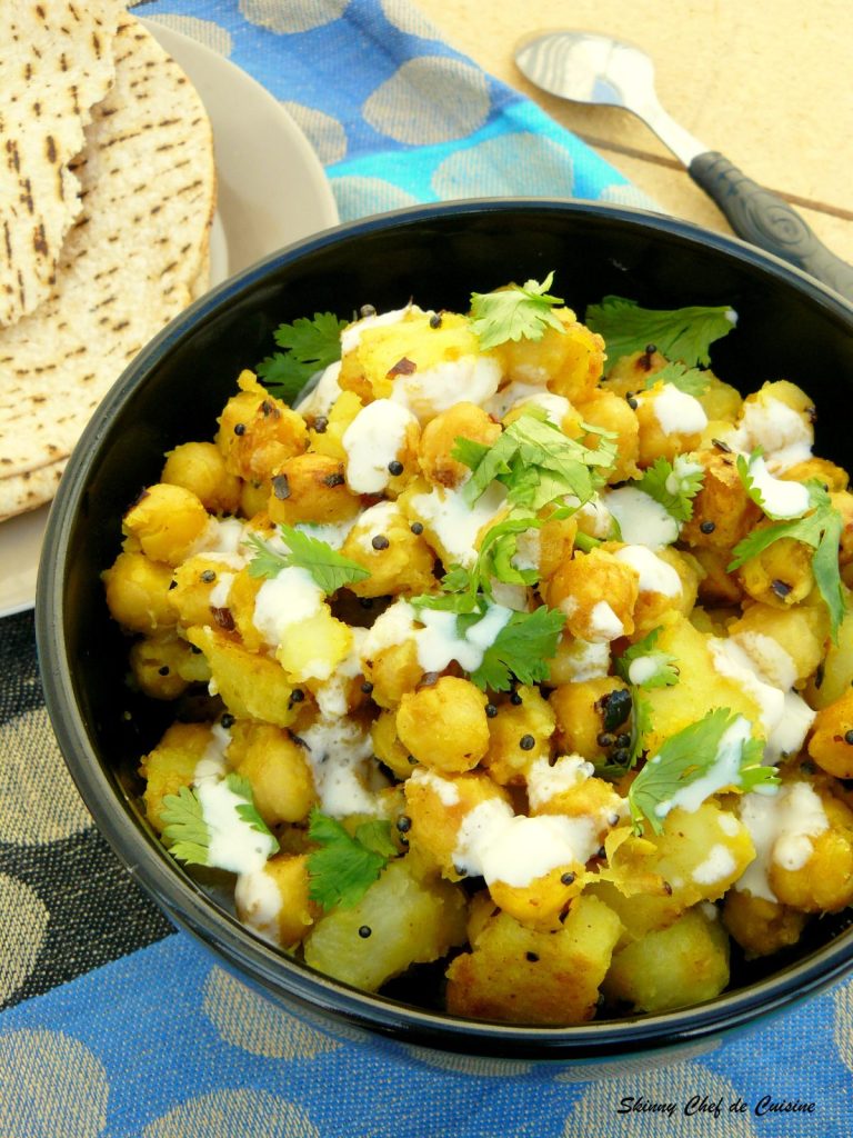 Potato and chickpea stir fry with spices
