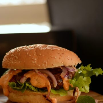 Jamie Oliver's Moroccan Spiced Lamb Burger - thespiceadventuress.com