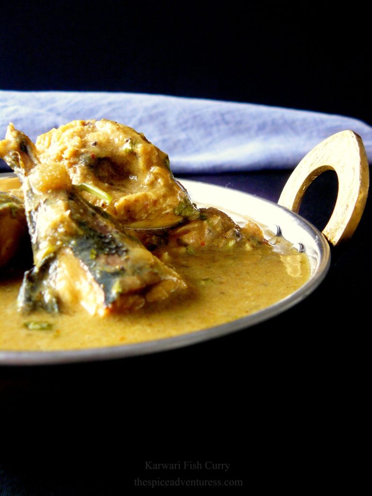 close up of fish curry in bowl