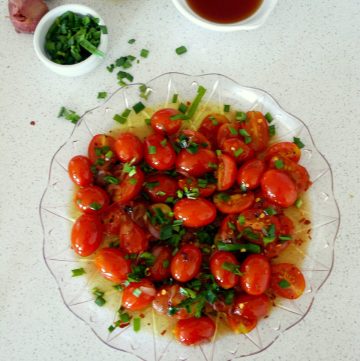 Cherry tomato salad served in plate