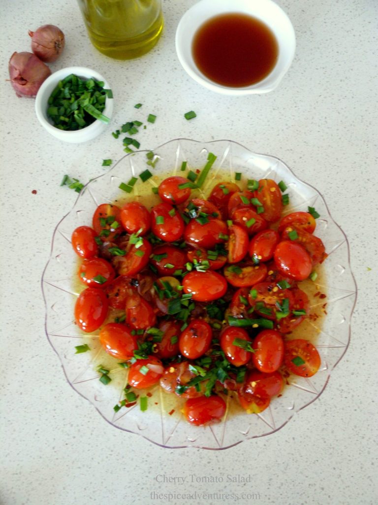 Cherry tomato salad served in plate
