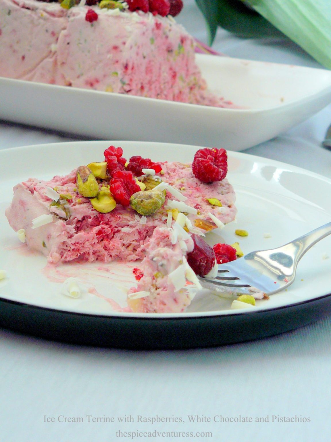 Ice Cream Terrine with Raspberries, White Chocolate and Pistachios The Spice Adventuress