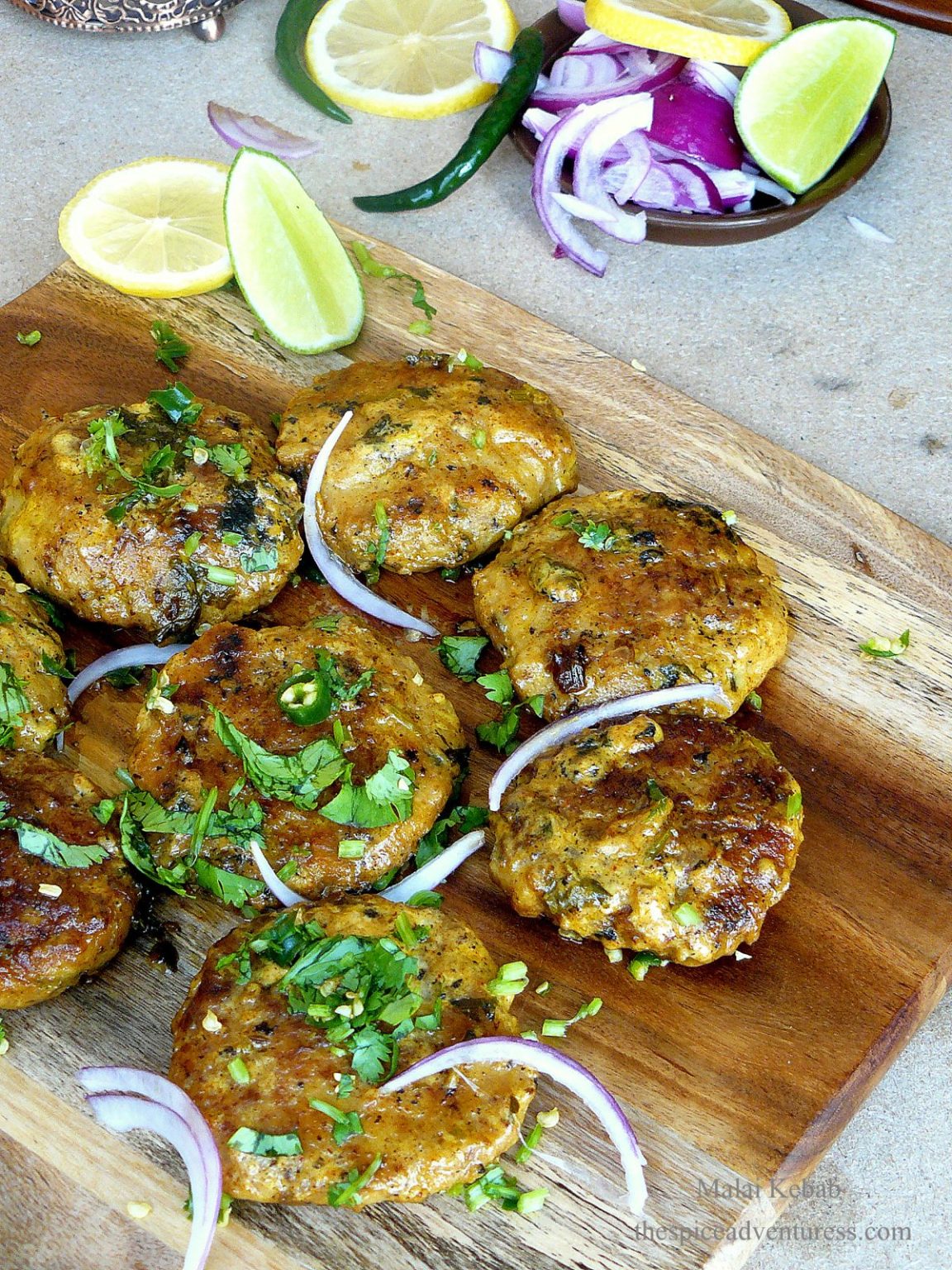 Malai Kebabs (Minced Chicken Patties cooked in Spices, Aromatics and