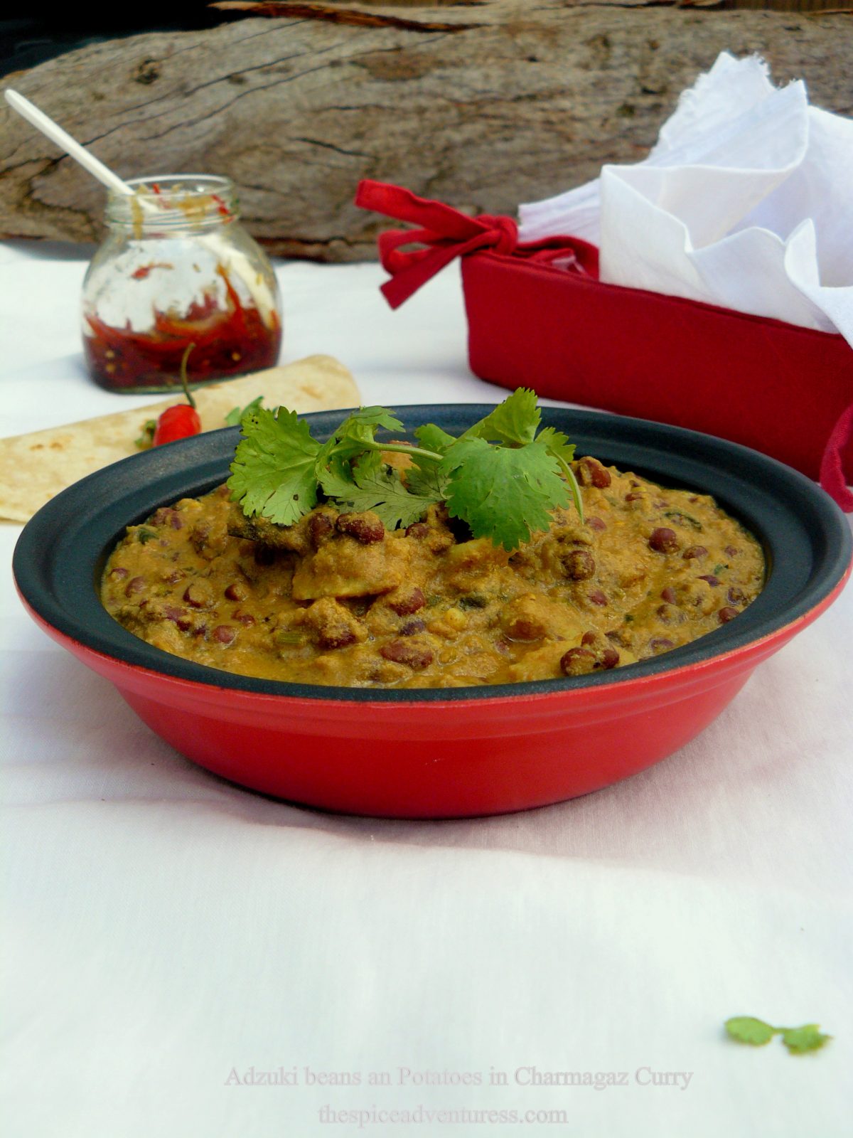 Adzuki Beans and Potatoes in Charmagaz Curry - a healthy vegetarian delight - thespiceadventuress.com