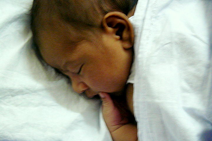 This is a picture of Adi, when he was a few days old. Always been a deep thinker!