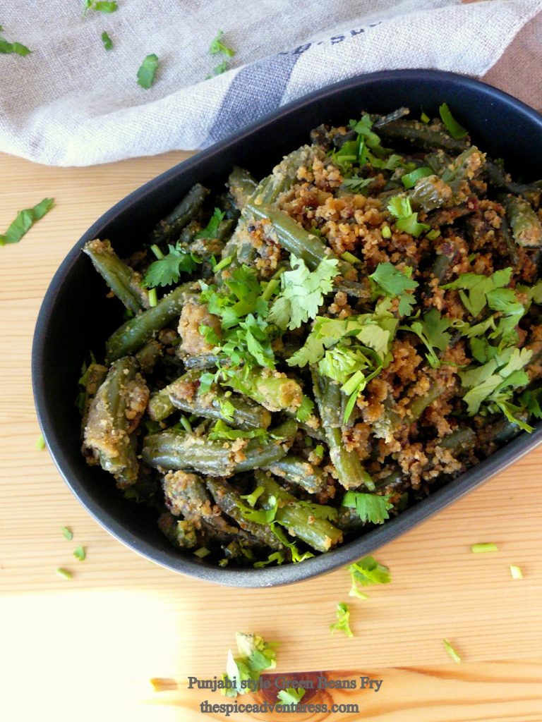 Punjabi style Green Beans Fry - thespiceadventuress.com