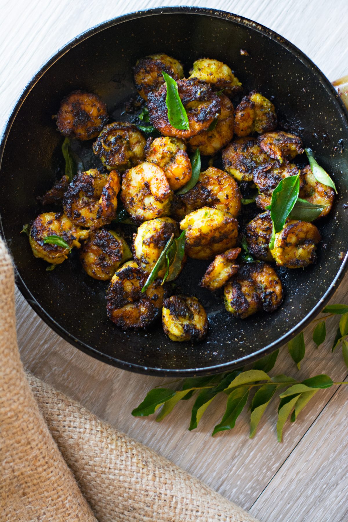 Pan fried prawns with curry leaf spice blend - thespiceadventuress.com