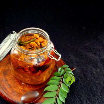 Prawn pickle in glass jar