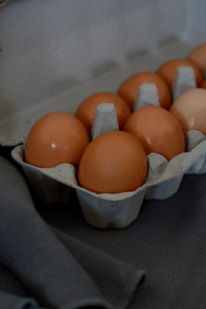 Raw eggs in carton