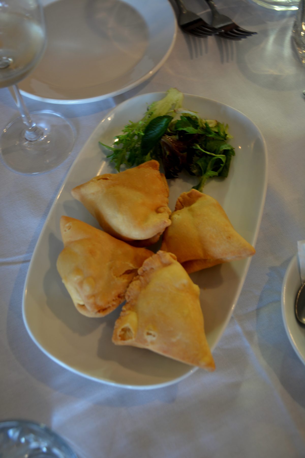 Samosas filled with a savoury peas and potato stuffing