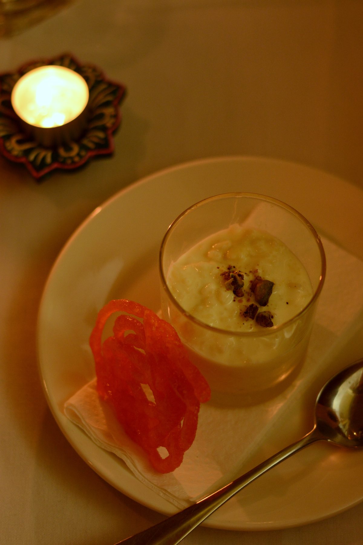 Rice and saffron kheer and jalebi 