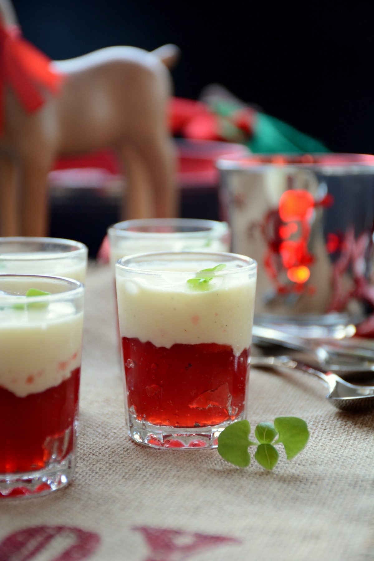 Strawberry Jelly with Vanilla Semifreddo Custard