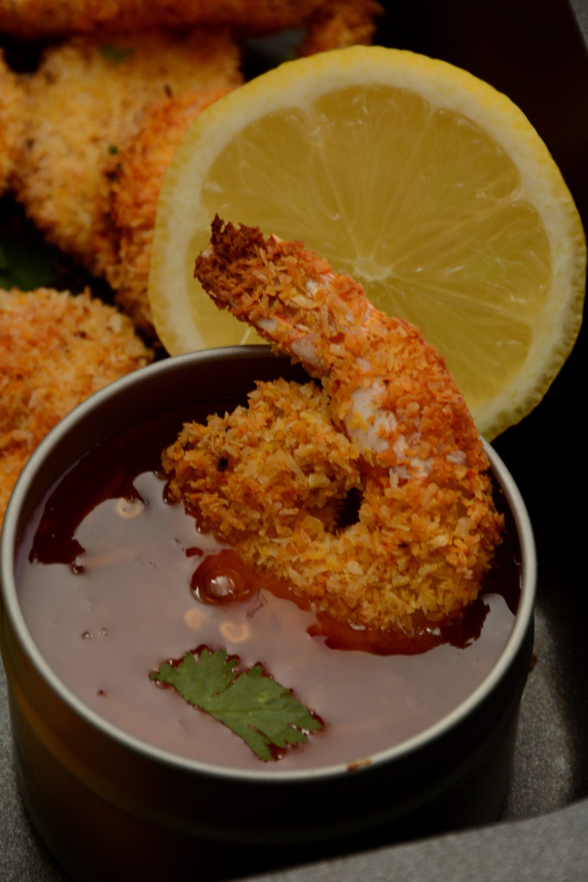 Crumbed Prawns with Desiccated Coconut and Spices - a simple, easy to make crunchy prawn starter for your next party - thespiceadventuress.com
