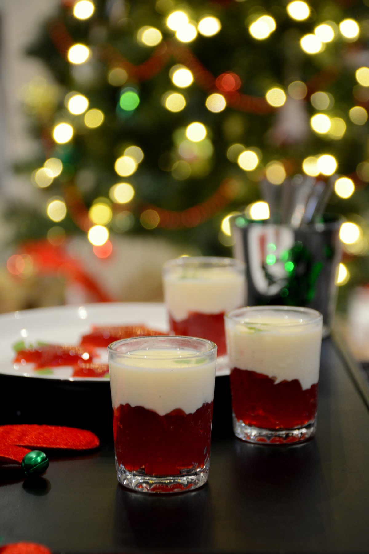 A berrylicious Christmas with this fun Strawberry Jelly (with Chambord Liqueur) and Vanilla ‘Semifreddo’ Custard - thespiceadventuress.com