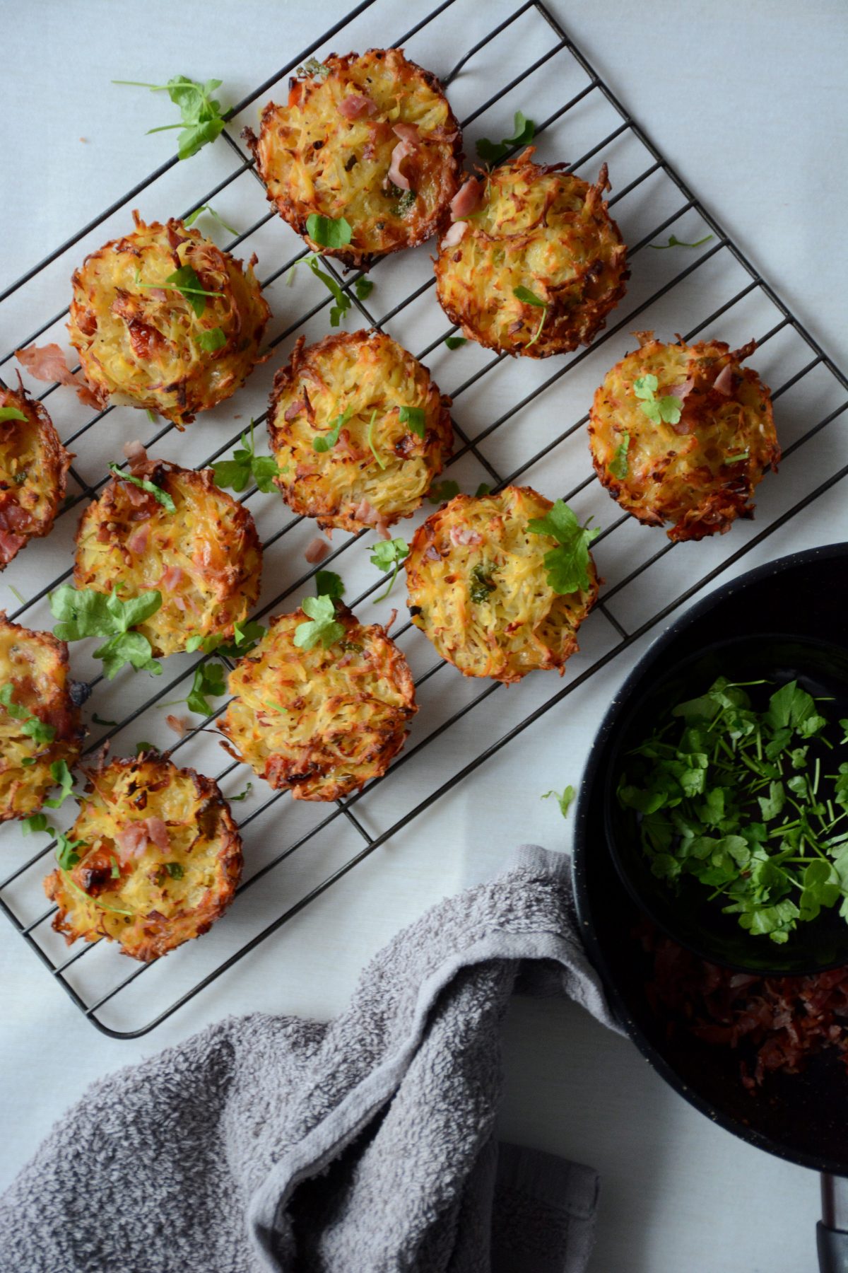 Hashbrown Muffins with Ham, Cheese and Sundried Tomatoes - a savoury kid friendly snack perfect for lunch boxes and parties alike - thespiceadventuress.com