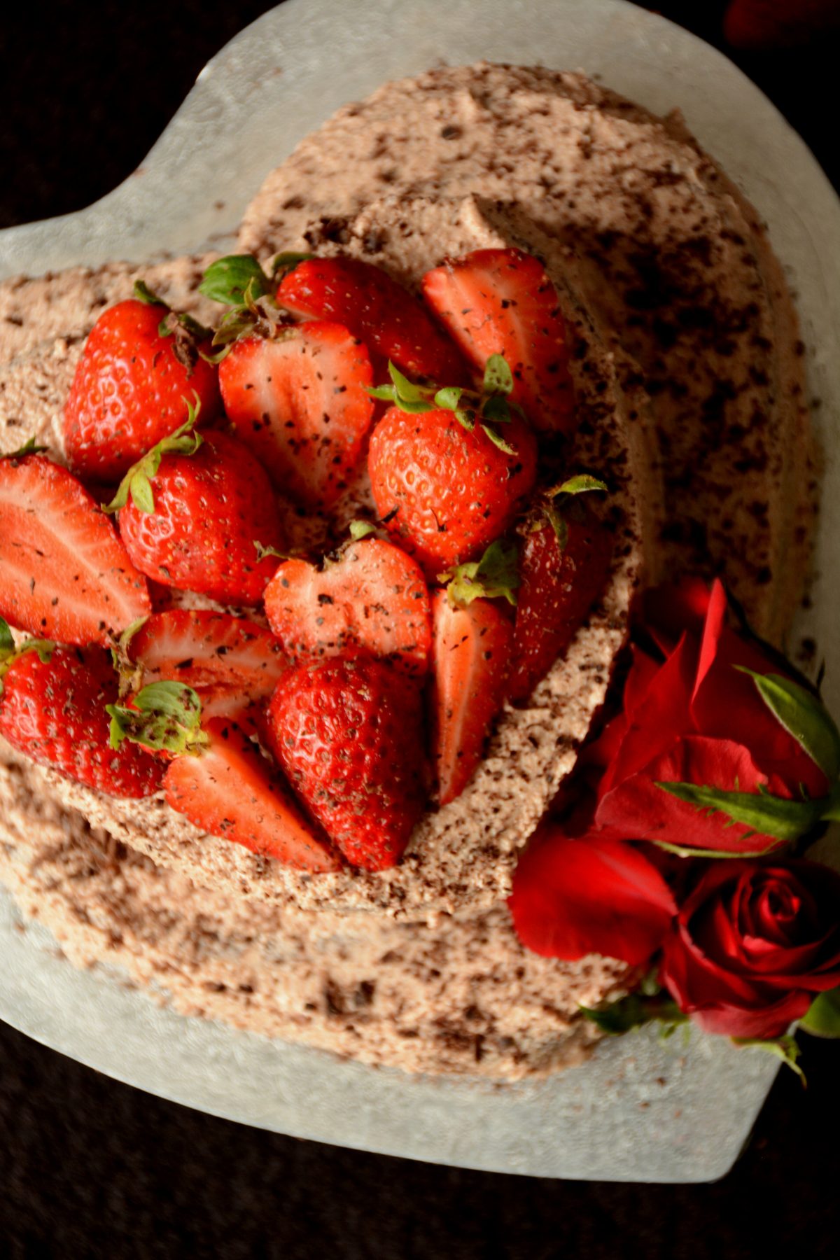 Chocolate Fudge Cake with Milk Chocolate and Fresh Strawberries - the most delicious way to say 'I love you' this Valentine's Day - thespiceadventuress.com