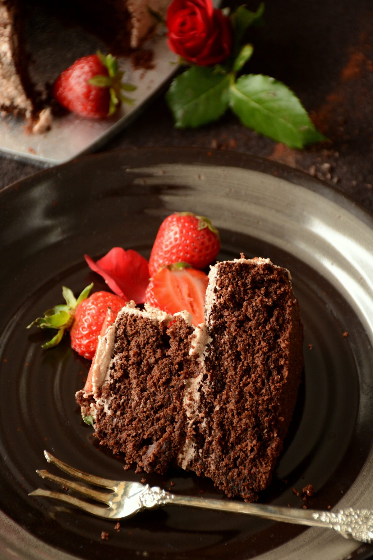Chocolate Fudge Cake with Milk Chocolate and Fresh Strawberries - the most delicious way to say 'I love you' this Valentine's Day - thespiceadventuress.com
