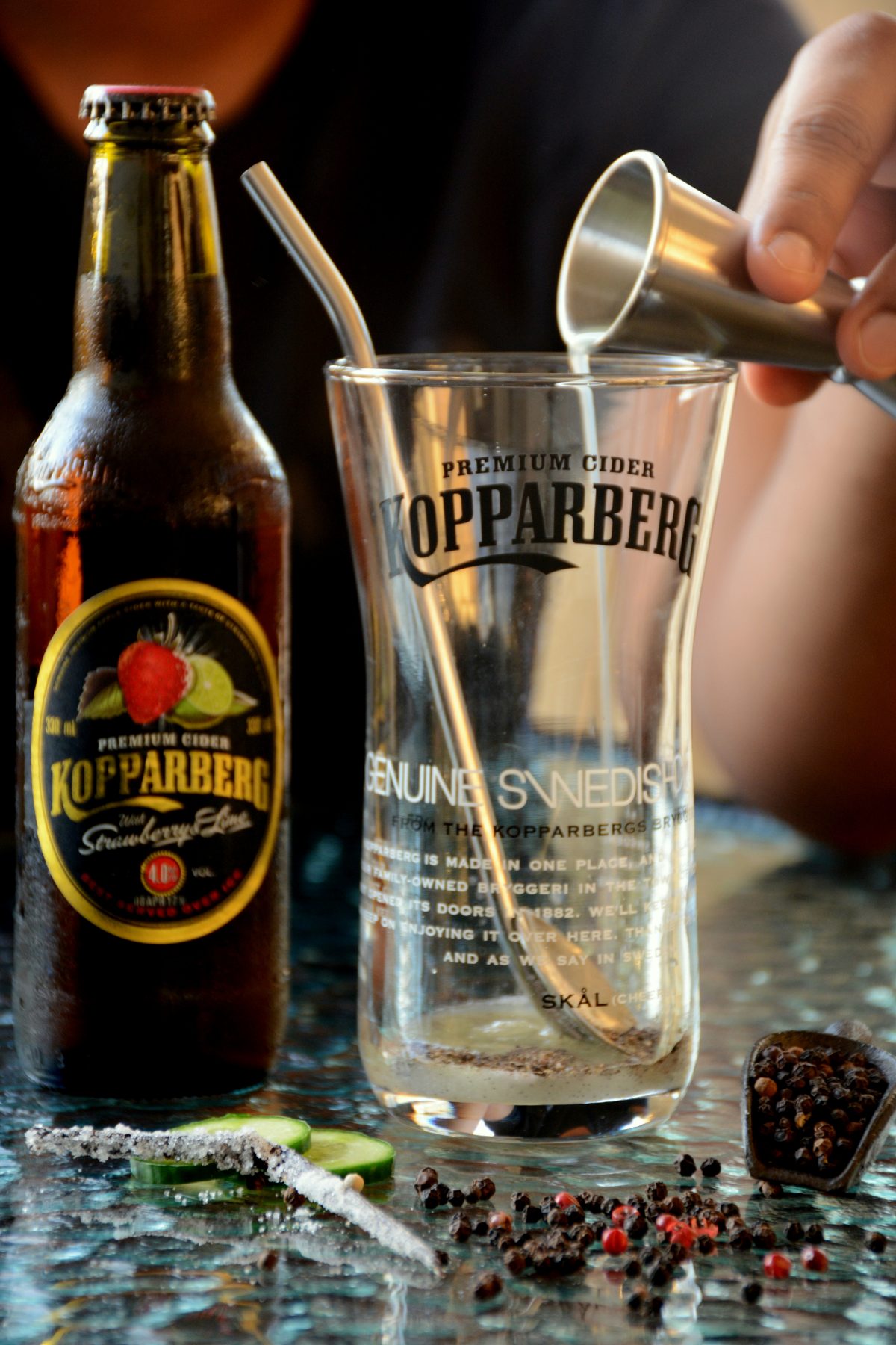 Sgt. Pepper, a Kopparberg cocktail - A peppery kick to the sweet tangy freshness of the Strawberry & Lime completed with the undertones of vanilla - thespiceadventuress.com