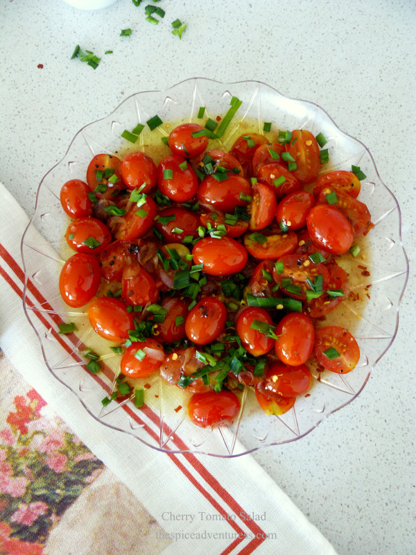 Cherry Tomato Salad - a vibrant and delicious tomato salad which pairs beautifully with grilled meats and seafood - thespiceadventuress.com