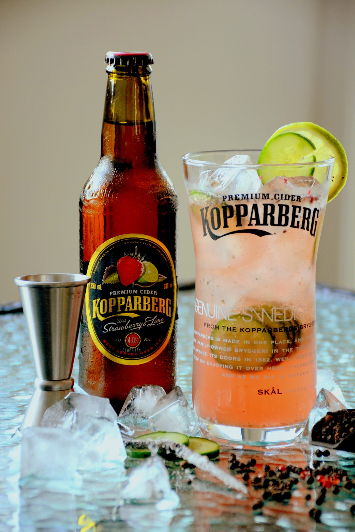 Sgt. Pepper, a Kopparberg cocktail - A peppery kick to the sweet tangy freshness of the Strawberry & Lime completed with the undertones of vanilla - thespiceadventuress.com