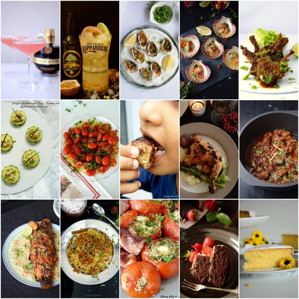 A collage of food photographs