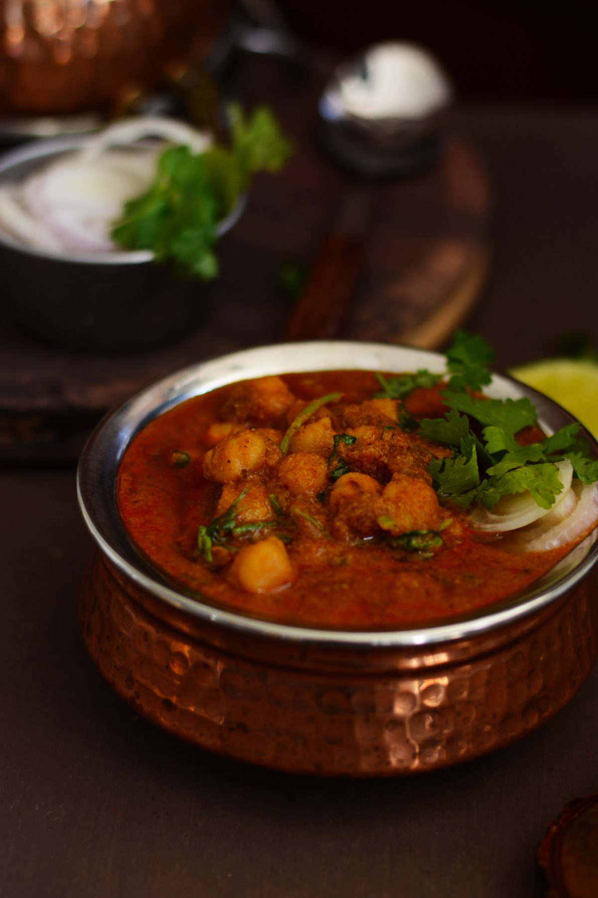 Chickpeas and Mustard Leaves Curry (with East Indian Bottle Masala) - a comforting, nourishing chickpea curry with the goodness of homegrown mustard leaves - thespiceadventuress.com