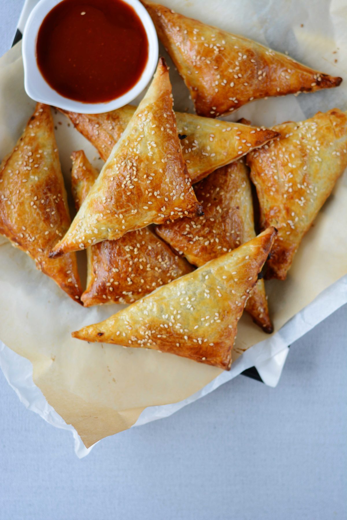 Spiced Kangaroo Triangles - a delicious party snack with roo mince - thespiceadventuress.com