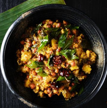 Kootu Curry (Kerala style Black Chickpeas, Plantain and Yam Curry with Coconut and Peppercorns) - thespiceadventuress.com