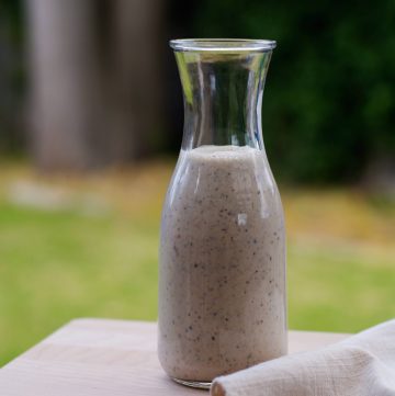 A glass jar with smoothie