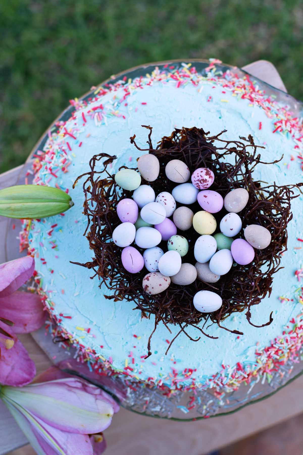 Easter themed icecream cake with chocolate nest - thespiceadventuress.com