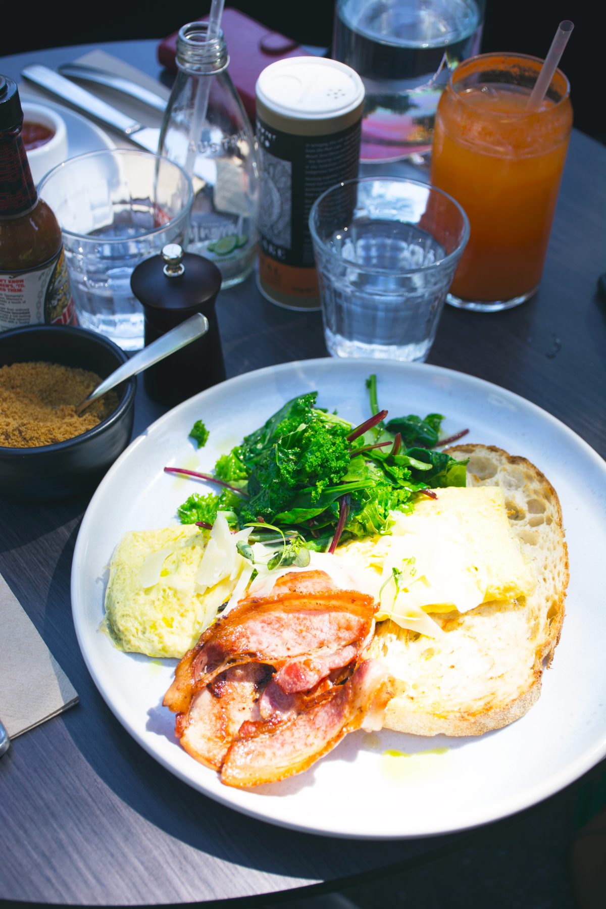 Folded eggs with mushrooms, parmesan, herbs, spring onions and super greens - Frankie's Topshop - thespiceadventuress.com