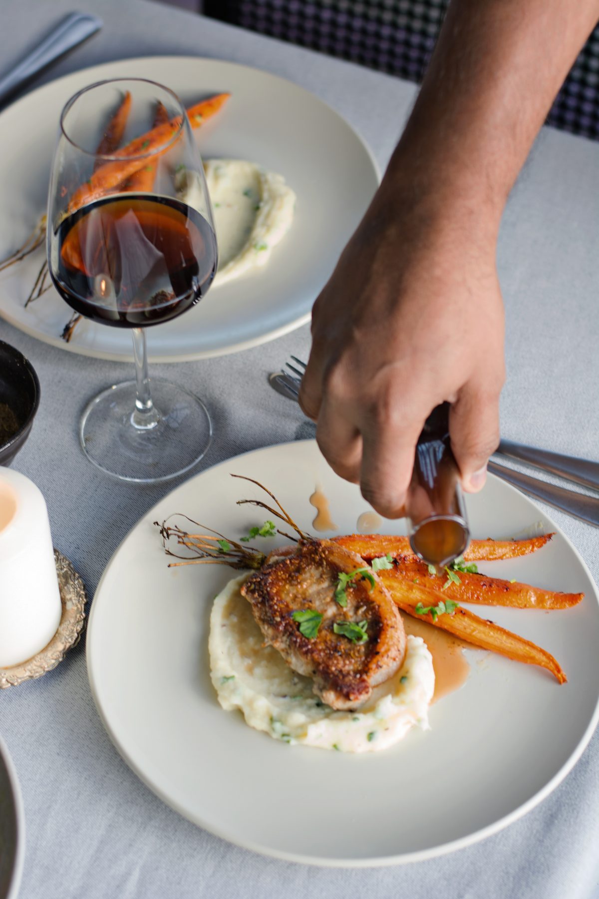 Pork Steaks with Madeira Reduction, Potato Mash and Roasted Carrots - thespiceadventuress.com