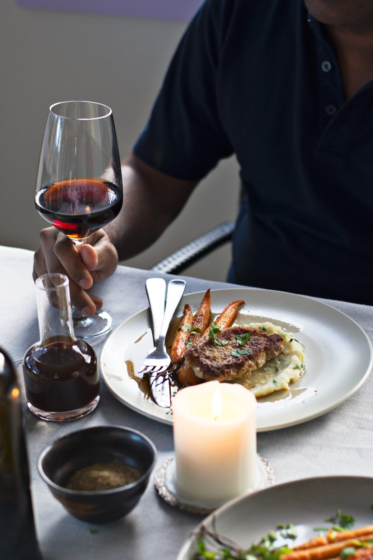 Pork Steaks with Madeira Reduction, Potato Mash and Roasted Carrots - thespiceadventuress.com