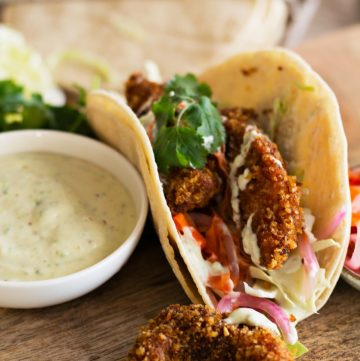 close up of fish tacos