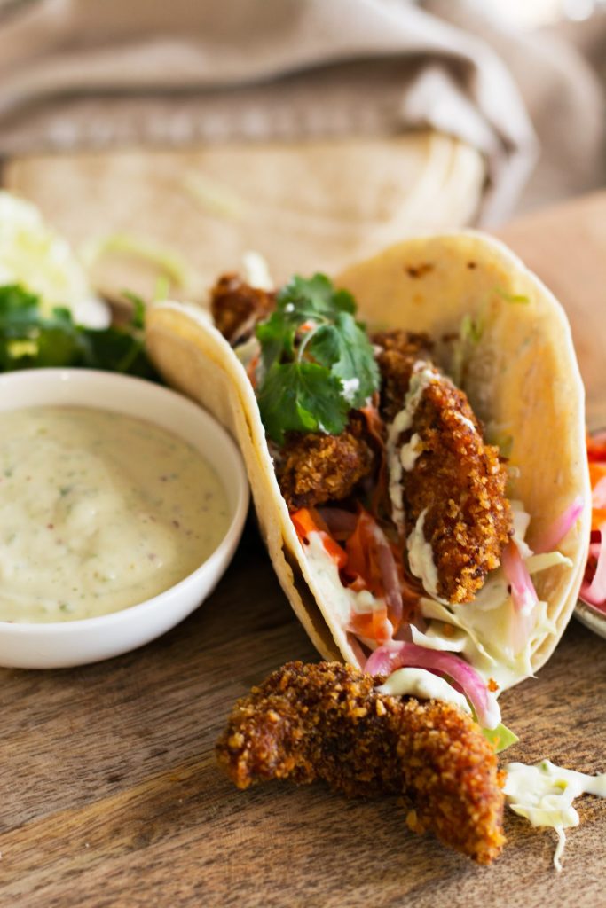 close up of fish tacos