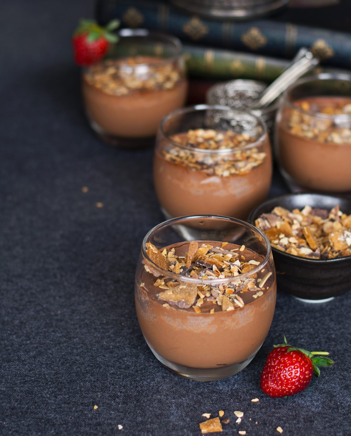 Spiced Rum Chocolate Mousse (topped with Buttercrunch Toffee Crumble) - thespiceadventuress.com