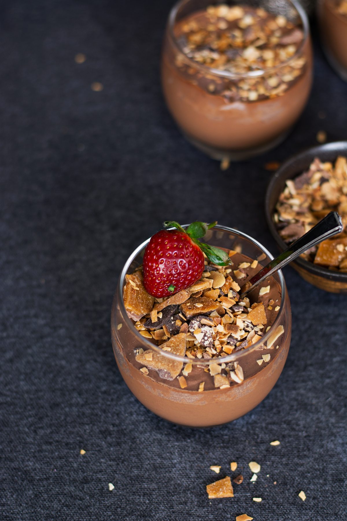 Spiced Rum Chocolate Mousse (topped with Buttercrunch Toffee Crumble) - thespiceadventuress.com